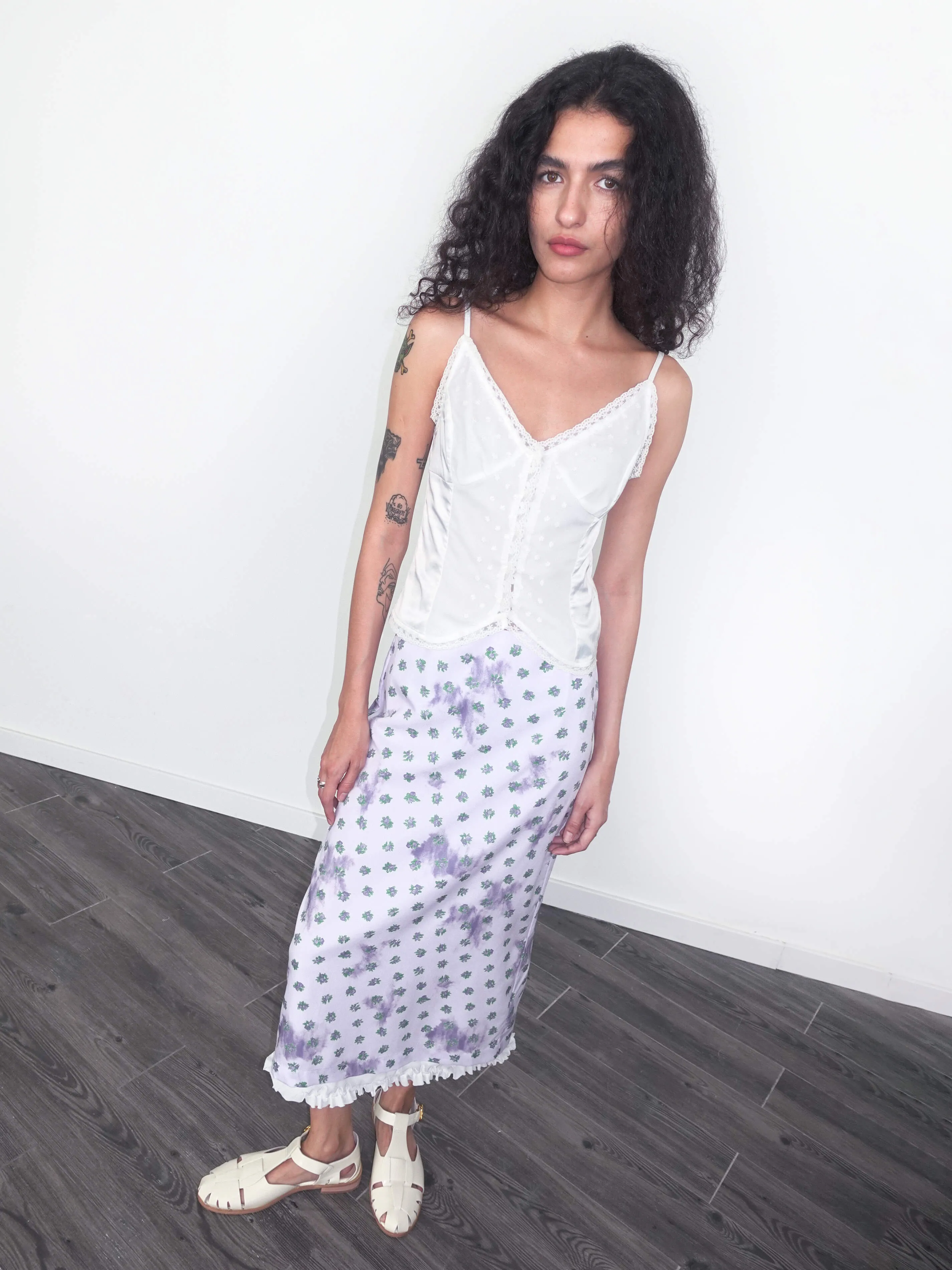 Lace Patchwork Floral Printed Skirt