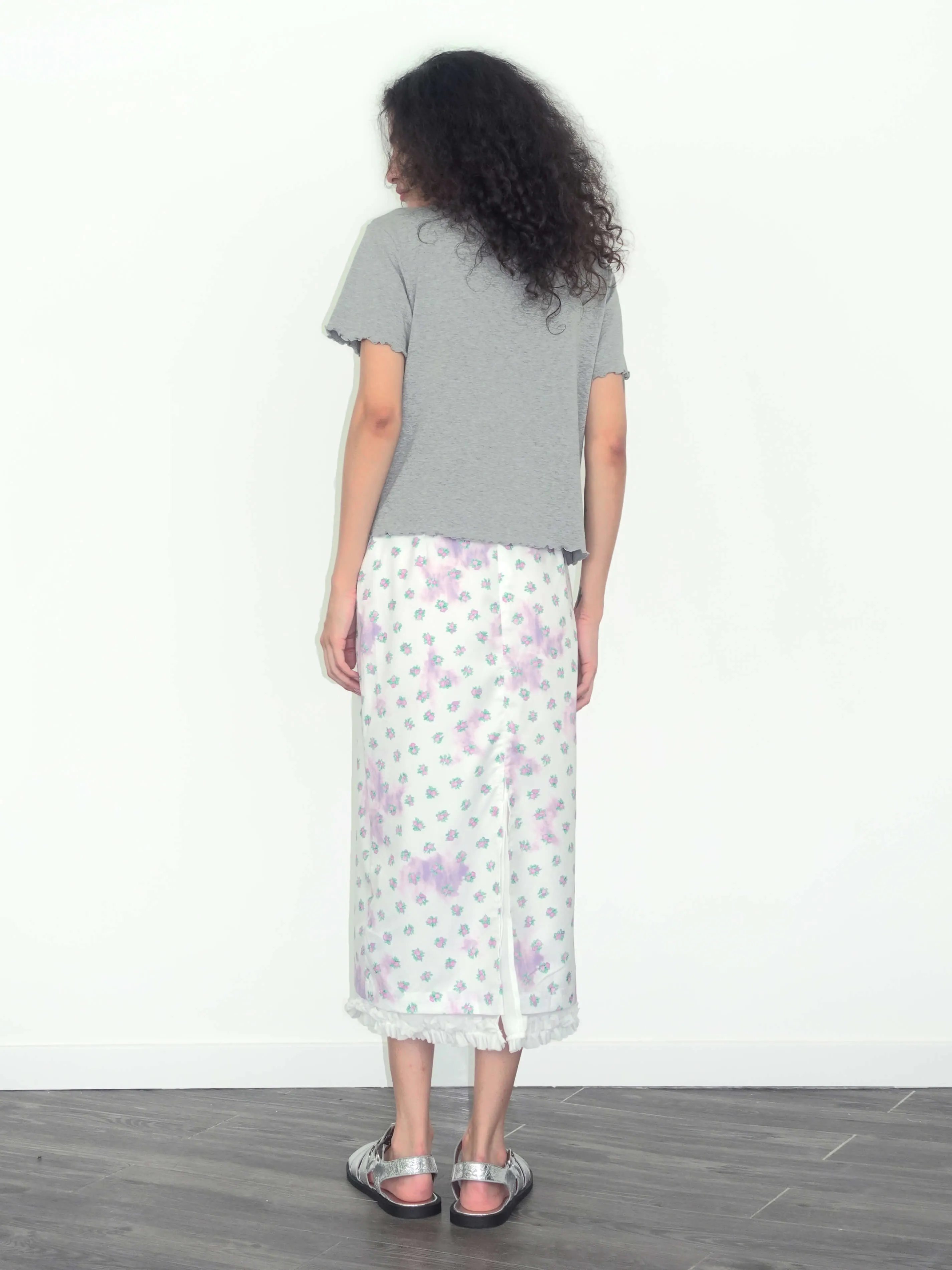 Lace Patchwork Floral Printed Skirt