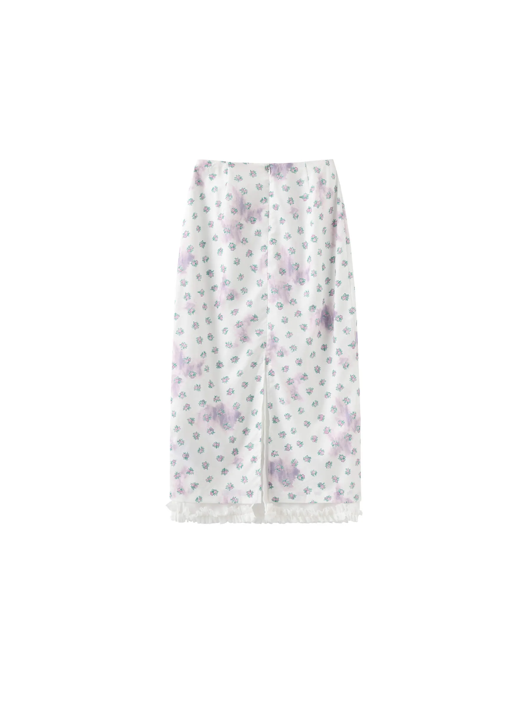 Lace Patchwork Floral Printed Skirt