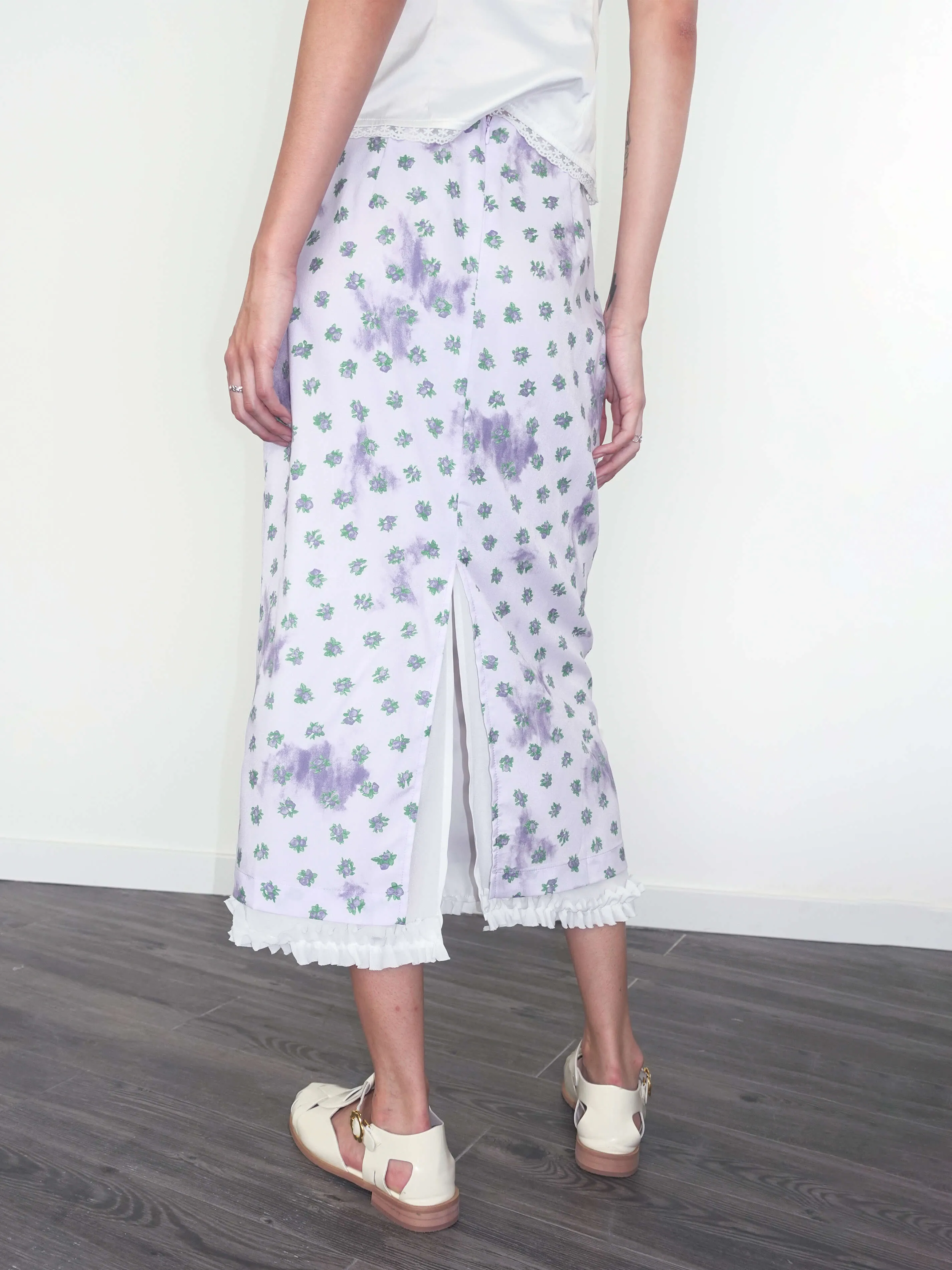 Lace Patchwork Floral Printed Skirt