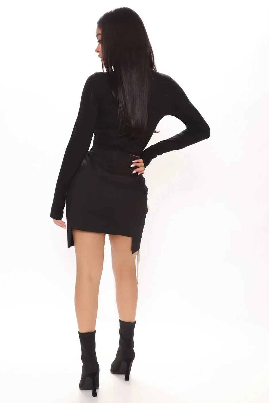 Lace Up Bowknot High Waist Skirt