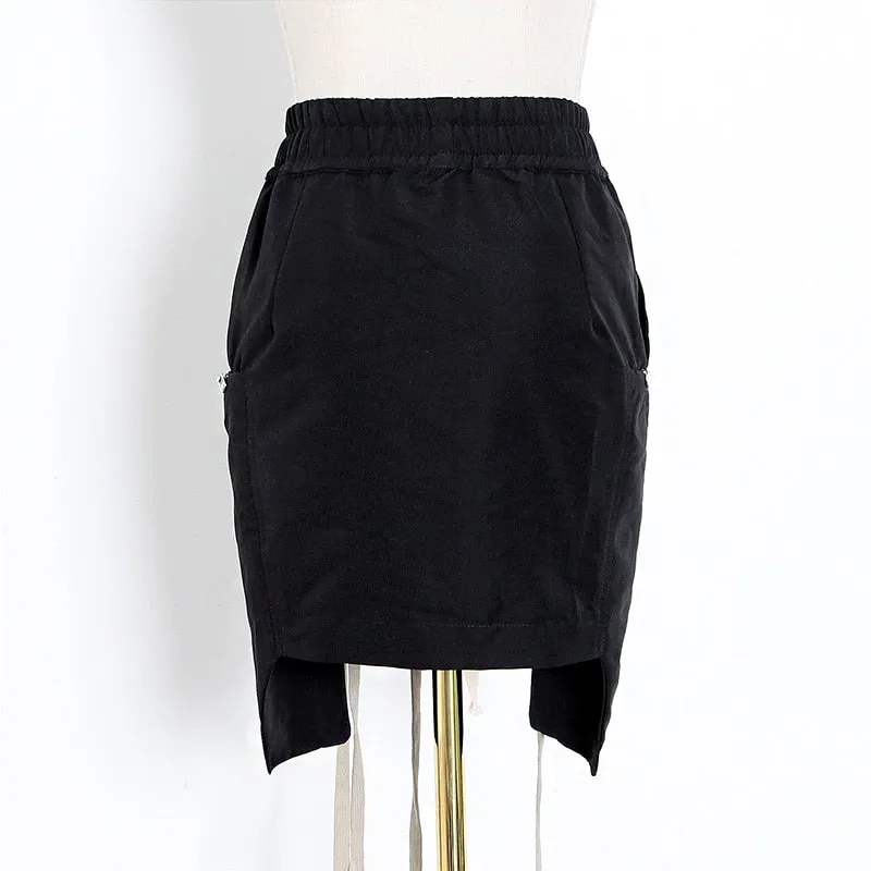 Lace Up Bowknot High Waist Skirt