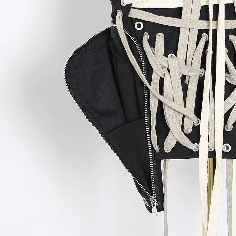 Lace Up Bowknot High Waist Skirt
