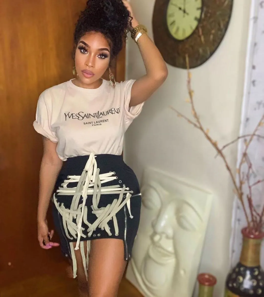 Lace Up Bowknot High Waist Skirt