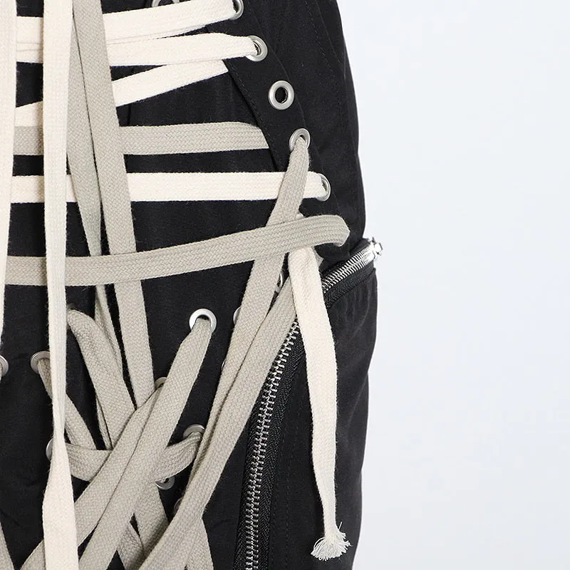 Lace Up Bowknot High Waist Skirt