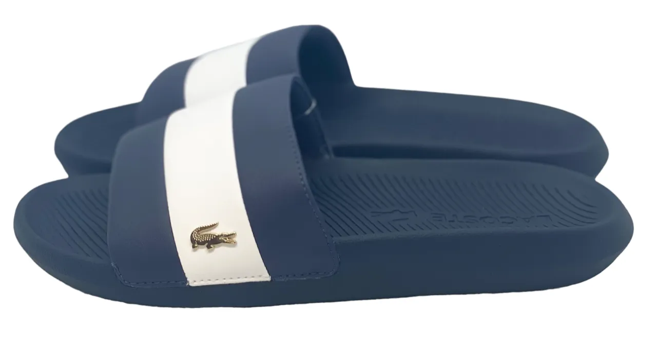 Lacoste Mens Croco Metallic Slides - Navy/White - 7-39CMA0061092