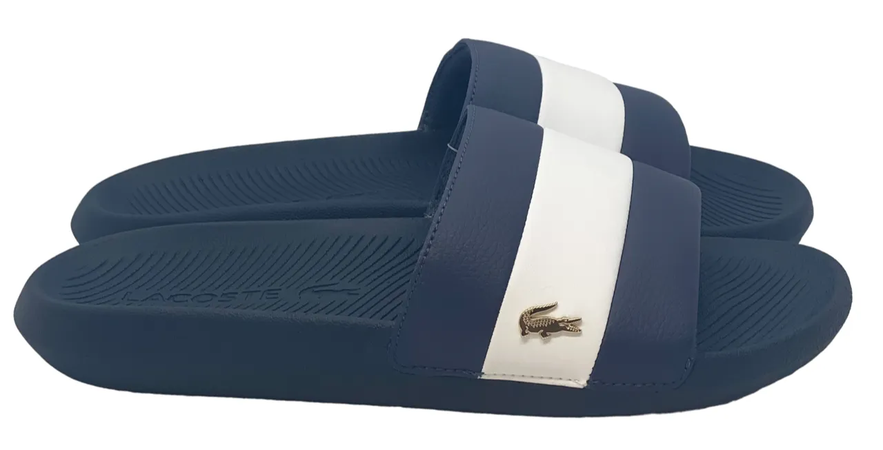 Lacoste Mens Croco Metallic Slides - Navy/White - 7-39CMA0061092