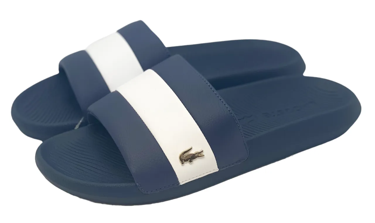 Lacoste Mens Croco Metallic Slides - Navy/White - 7-39CMA0061092