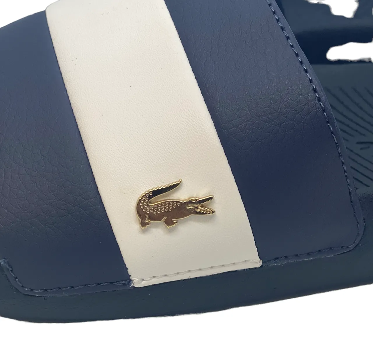 Lacoste Mens Croco Metallic Slides - Navy/White - 7-39CMA0061092