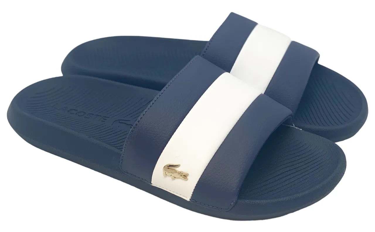 Lacoste Mens Croco Metallic Slides - Navy/White - 7-39CMA0061092