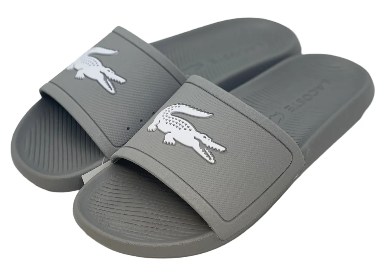Lacoste Mens Croco Rubber Slides - Grey / White - 7-42CMA003425Y