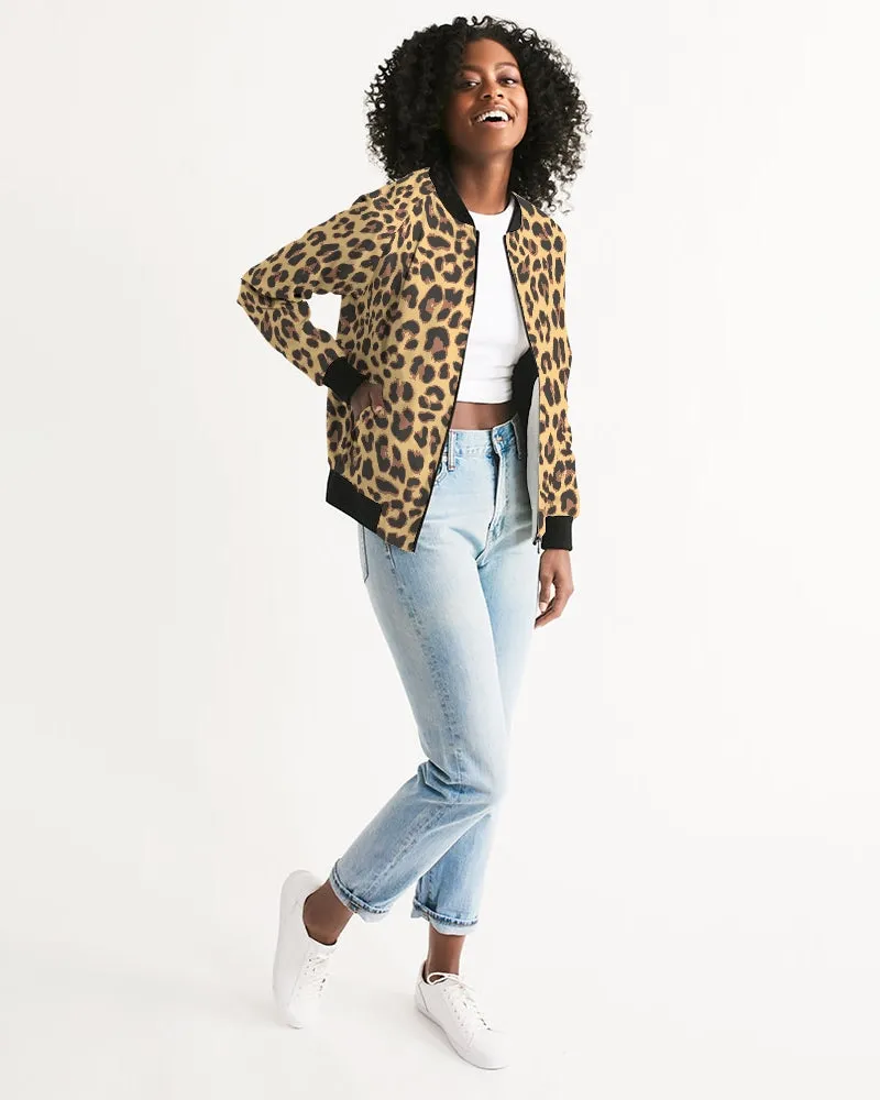 Leopard Fur Women's Bomber Jacket