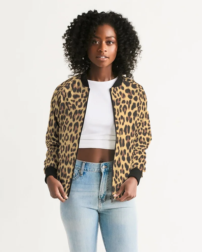 Leopard Fur Women's Bomber Jacket