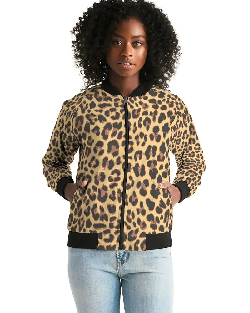 Leopard Fur Women's Bomber Jacket