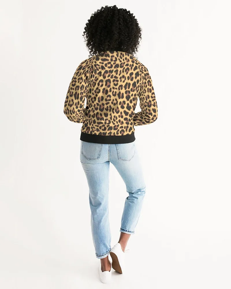 Leopard Fur Women's Bomber Jacket