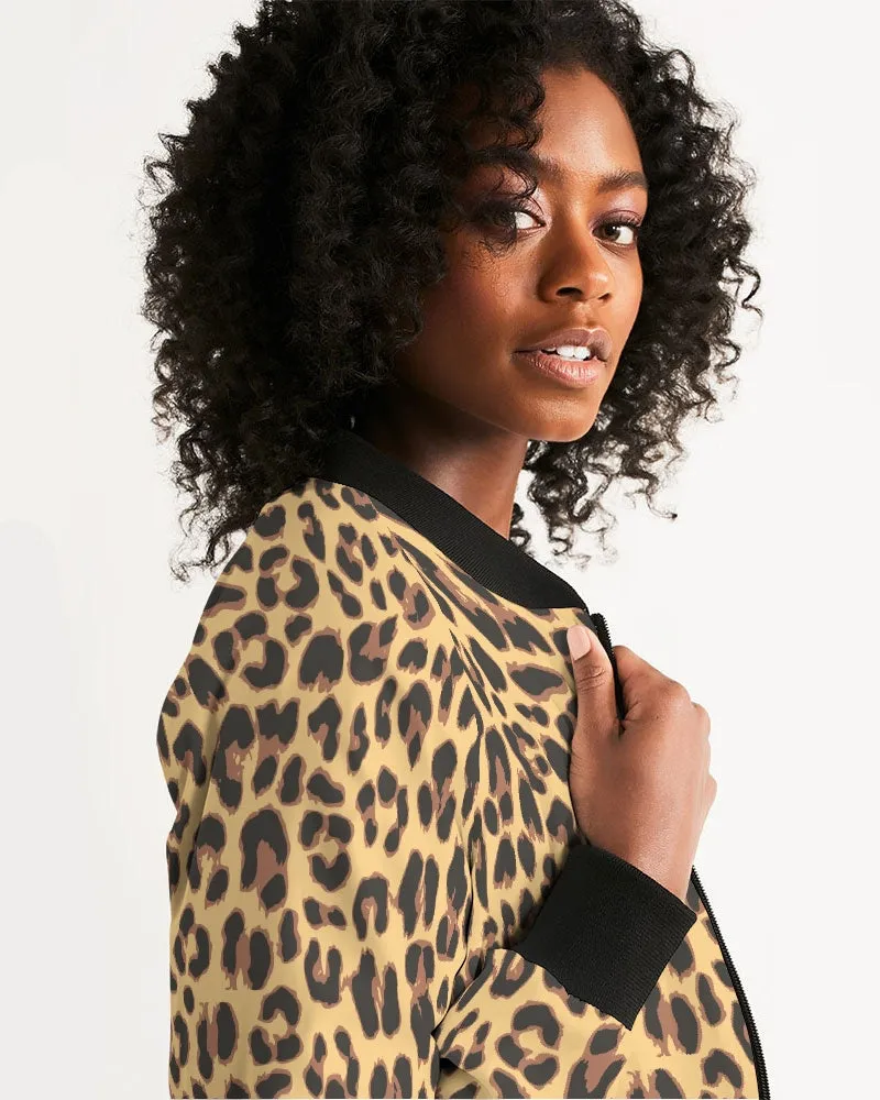 Leopard Fur Women's Bomber Jacket