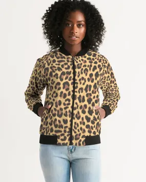 Leopard Fur Women's Bomber Jacket