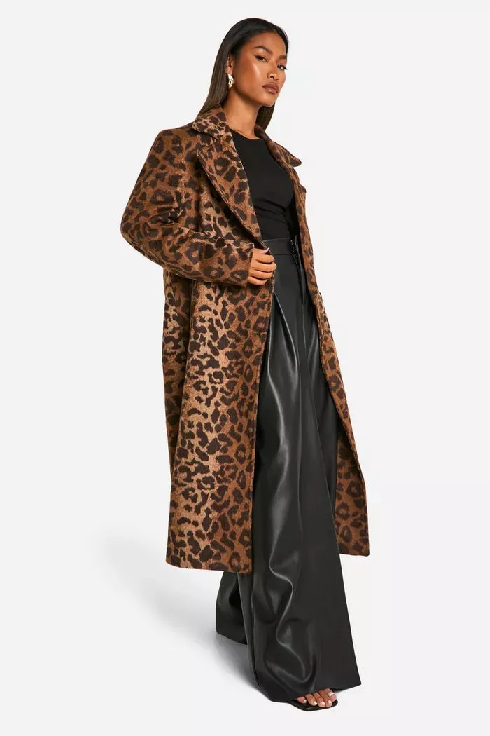 Leopard Wool Coat