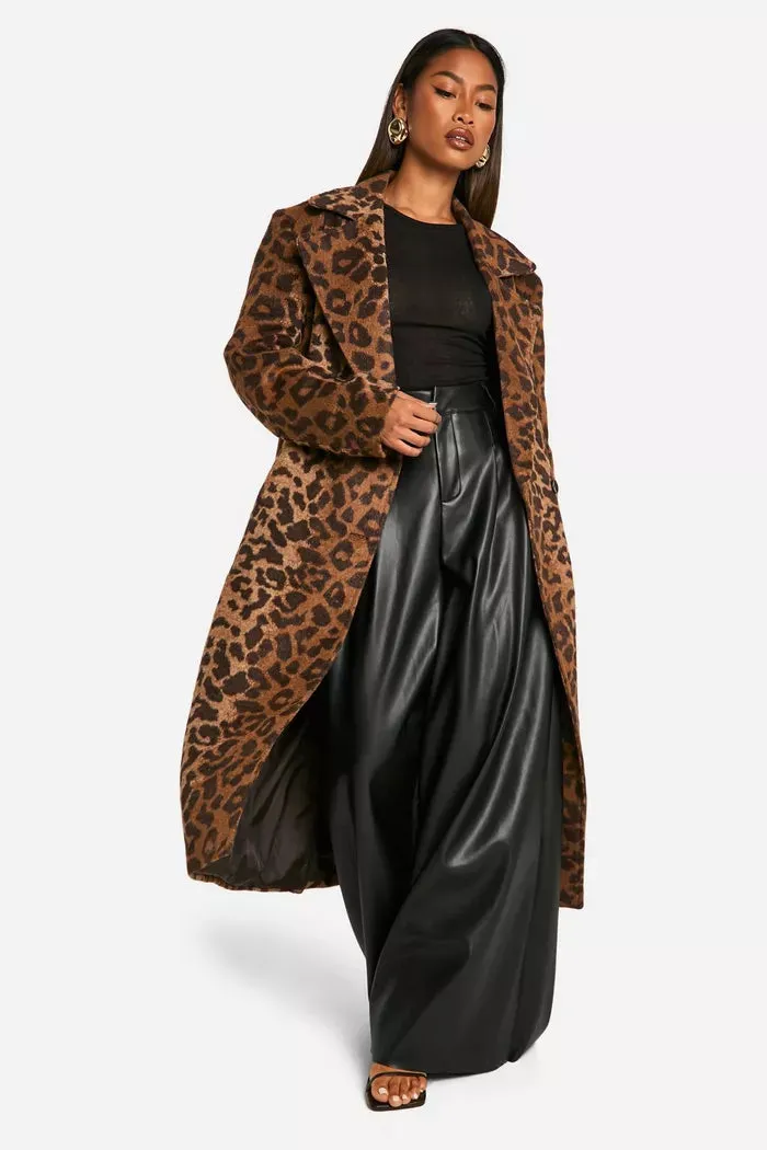 Leopard Wool Coat