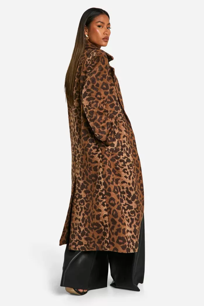 Leopard Wool Coat