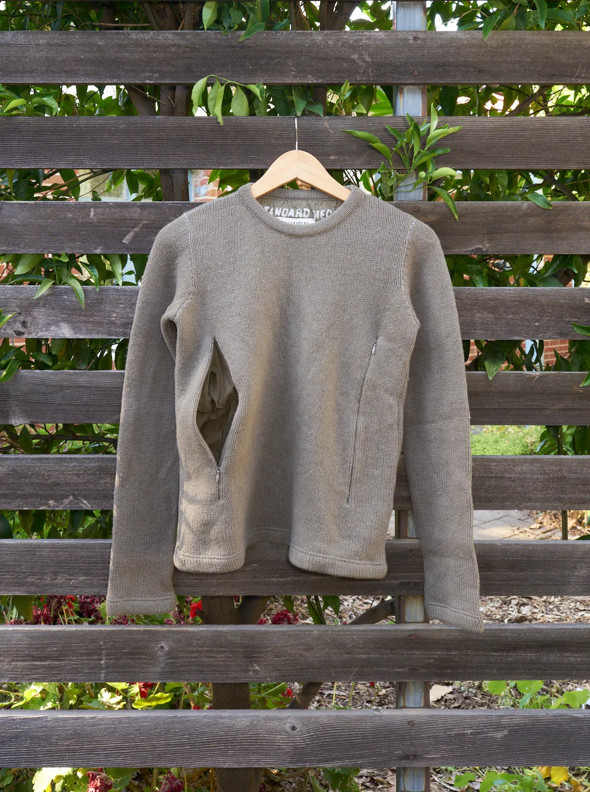 Maison Martin Margiela 6 1990s khaki wool "STANDARD NECK" zip jumper - size M S