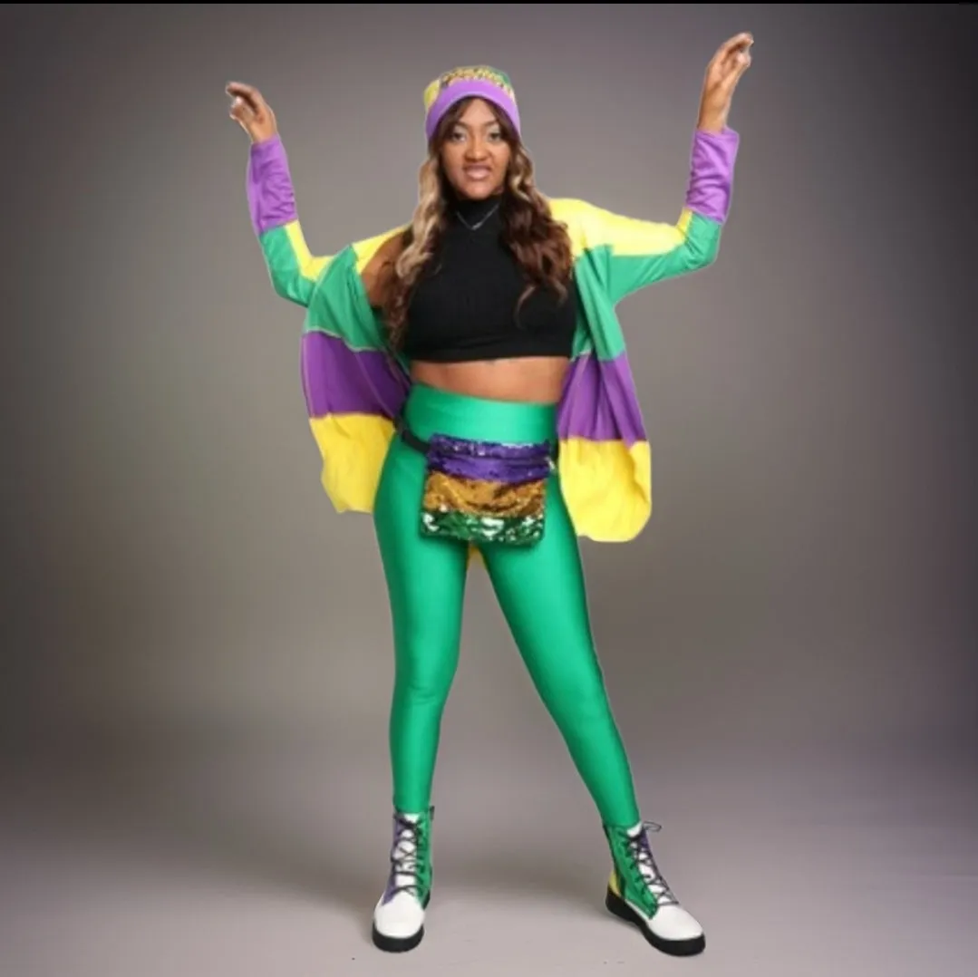 MARDI GRAS Fashionable touch color cardigan