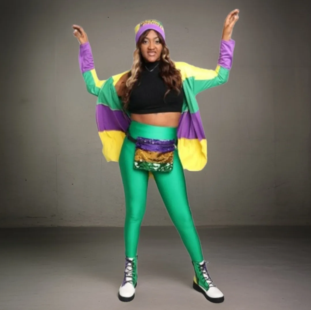 MARDI GRAS Fashionable touch color cardigan