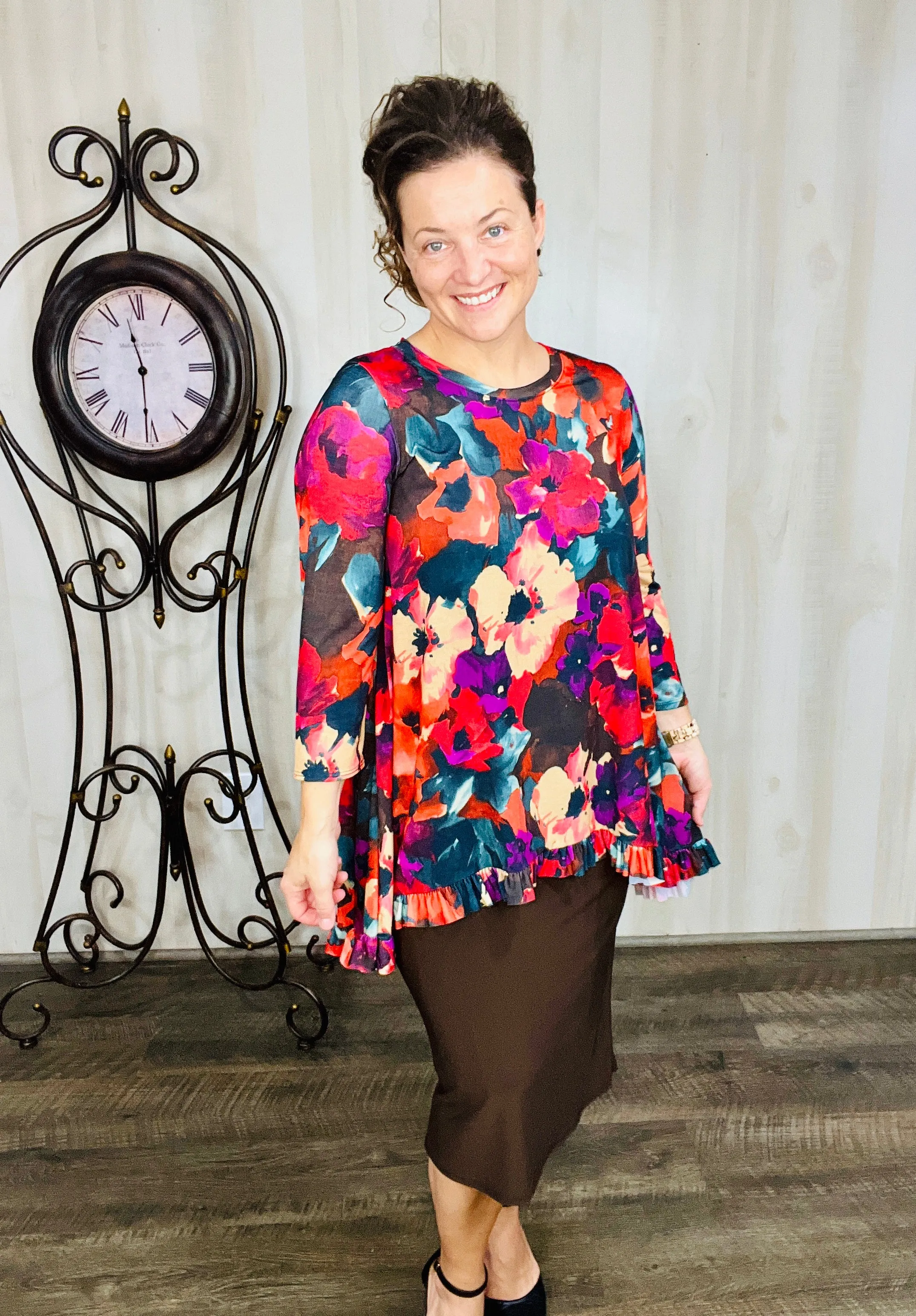 Miss Amy Pencil Skirt (Regular & Plus)- Dark Brown