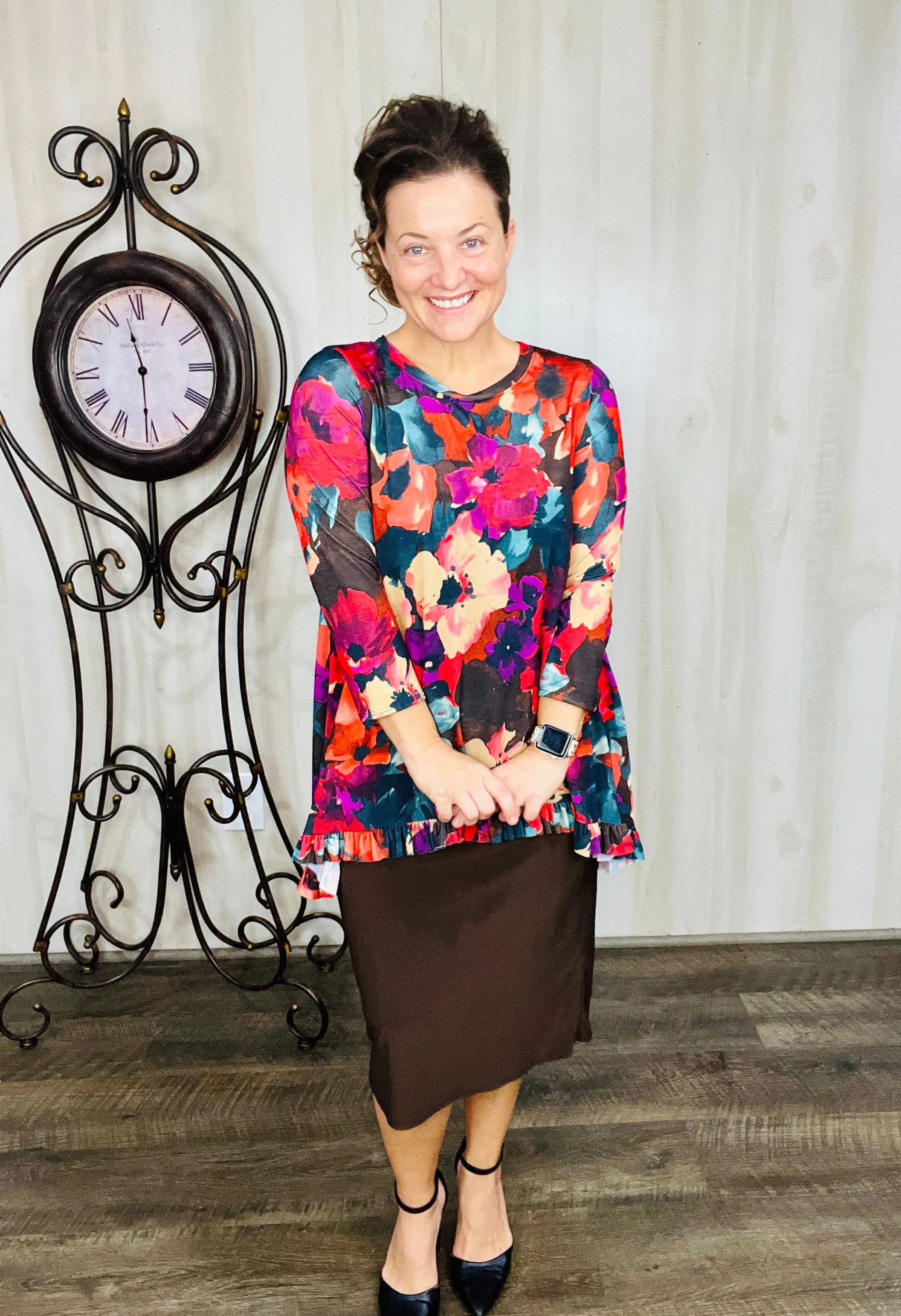 Miss Amy Pencil Skirt (Regular & Plus)- Dark Brown