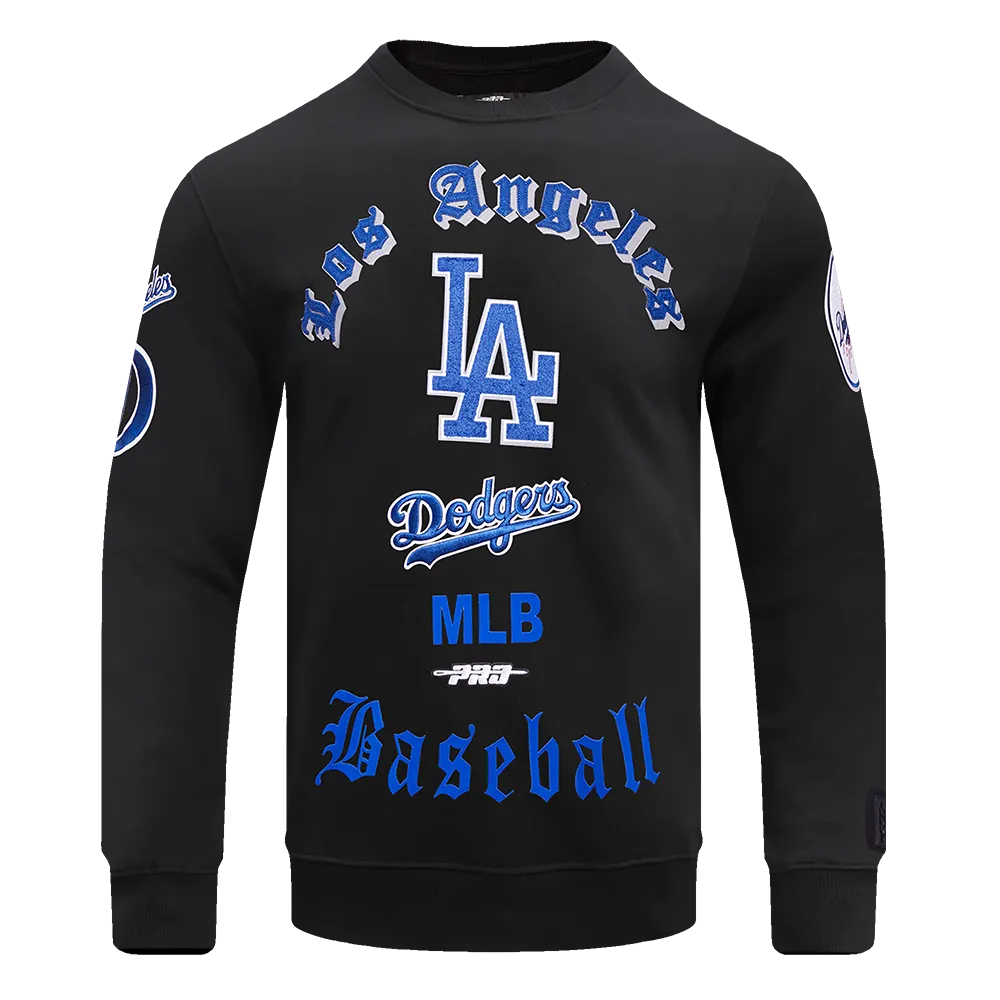 MLB LOS ANGELES DODGERS MASHUP WOMEN'S RIB CROPPED PO HOODIE (BLACK/DODGER BLUE)