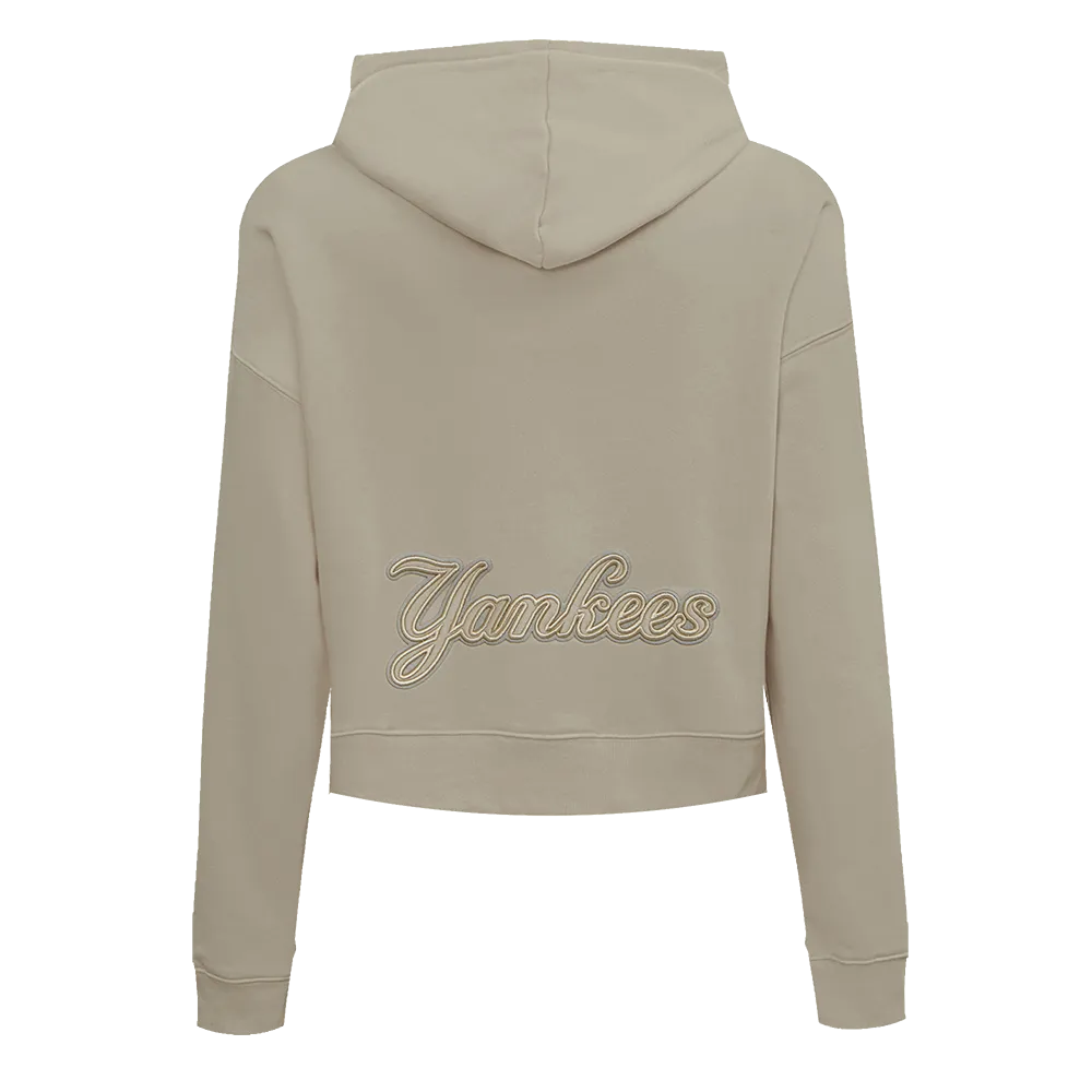 MLB NEW YORK YANKEES NEUTRAL WOMEN'S CROPPED PO HOODIE (TAUPE)