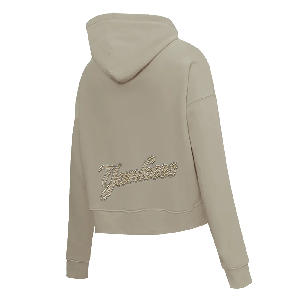 MLB NEW YORK YANKEES NEUTRAL WOMEN'S CROPPED PO HOODIE (TAUPE)