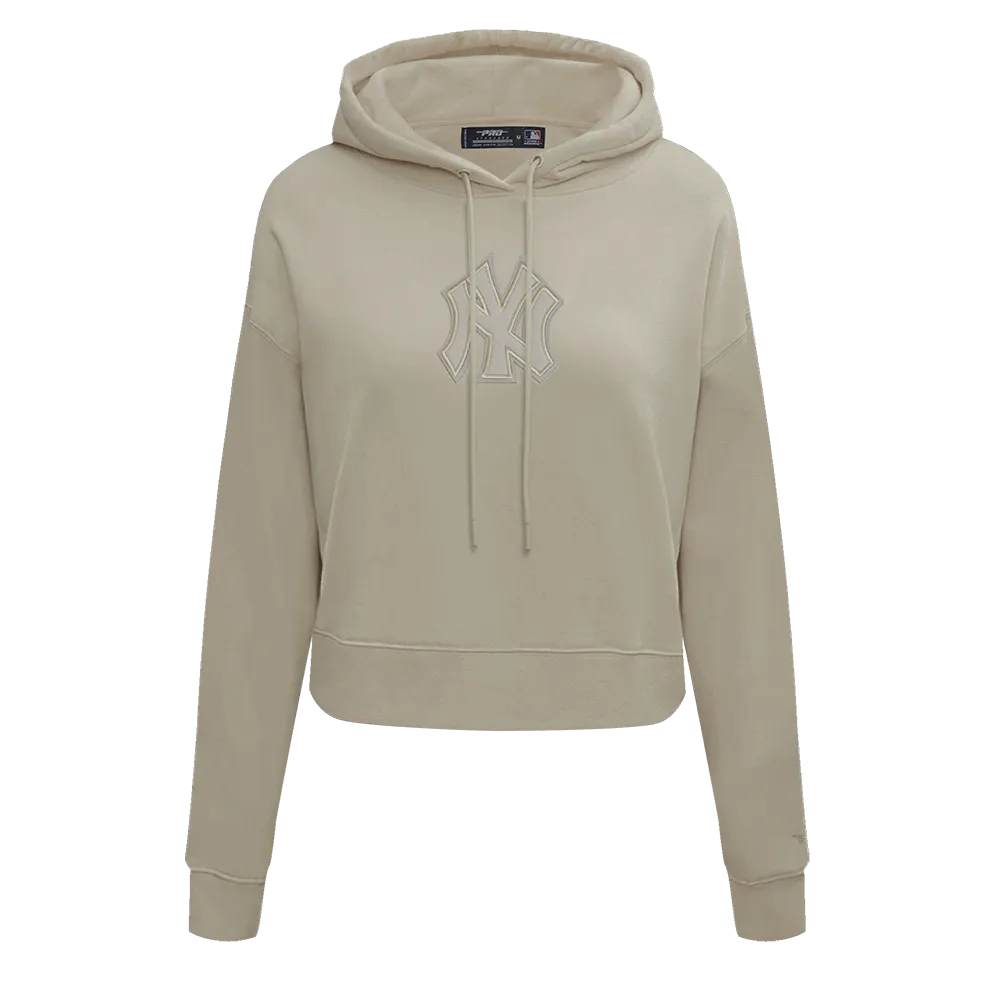 MLB NEW YORK YANKEES NEUTRAL WOMEN'S CROPPED PO HOODIE (TAUPE)