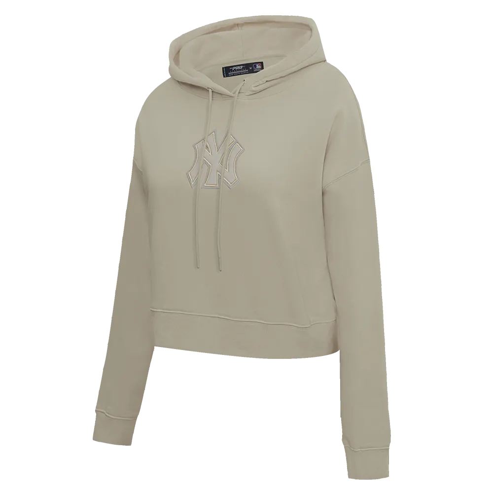 MLB NEW YORK YANKEES NEUTRAL WOMEN'S CROPPED PO HOODIE (TAUPE)