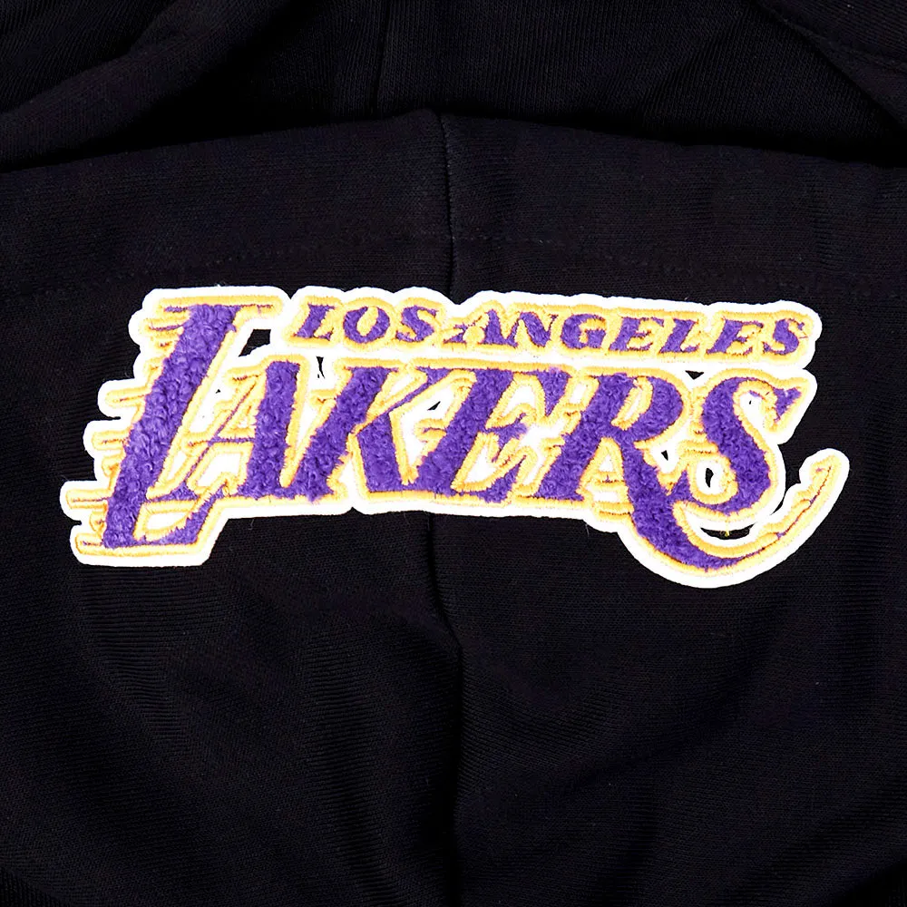 NBA LOS ANGELES LAKERS SUGAR SKULL WOMEN'S FLC CROPPED PO HOODIE (BLACK)
