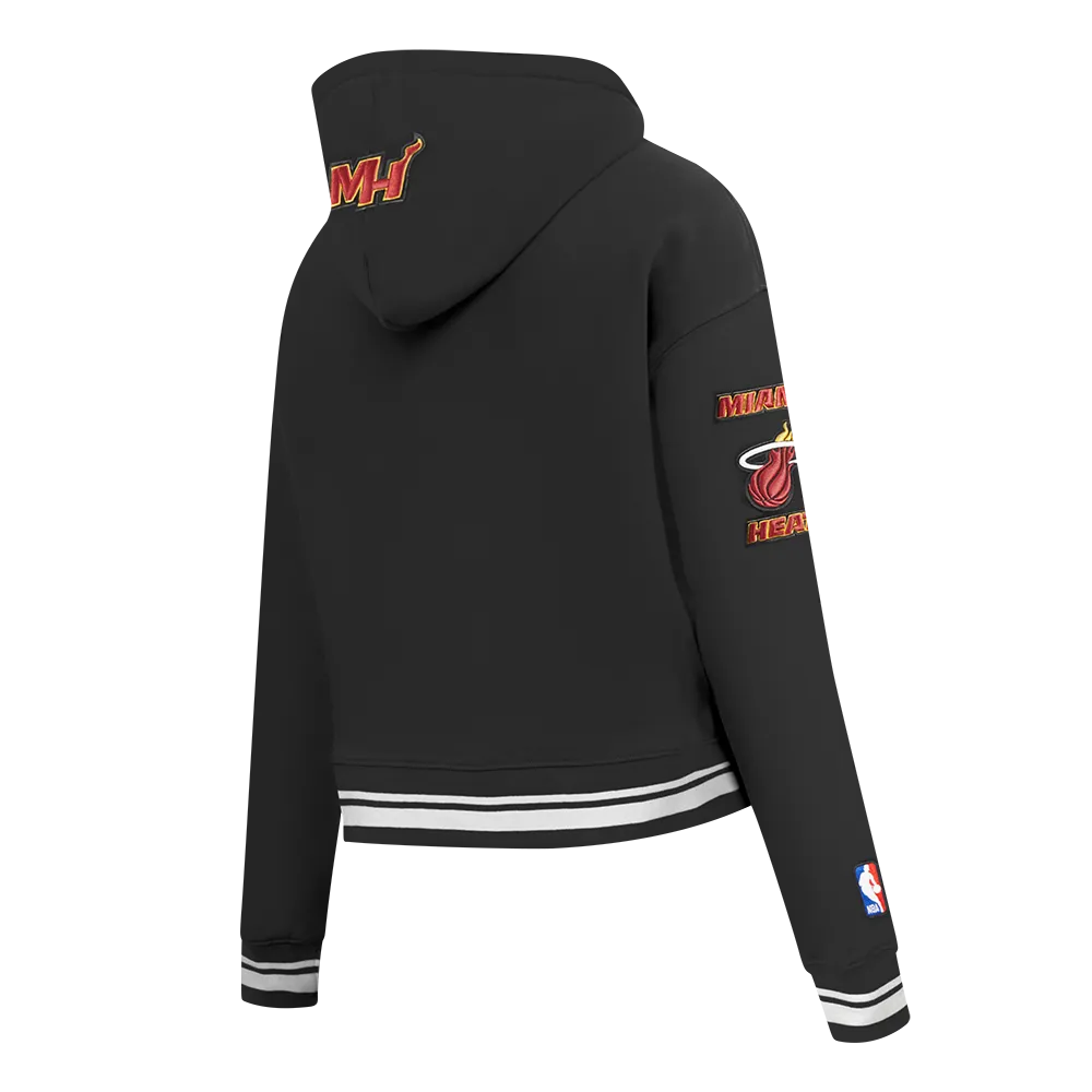 NBA MIAMI HEAT RETRO CLASSIC WOMEN'S CROPPED PO HOODIE (BLACK)