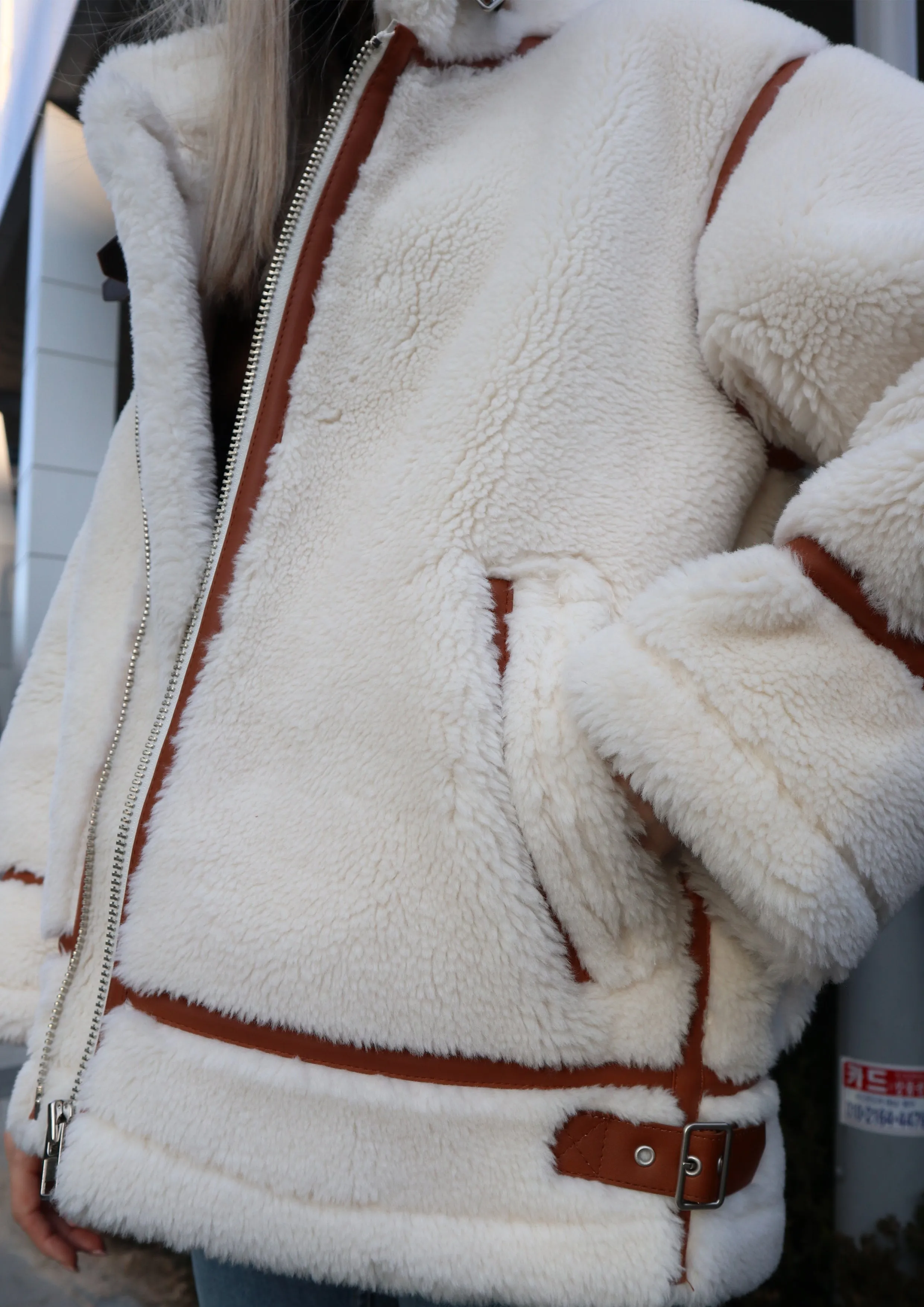 Oversized Faux Fur Biker Jacket