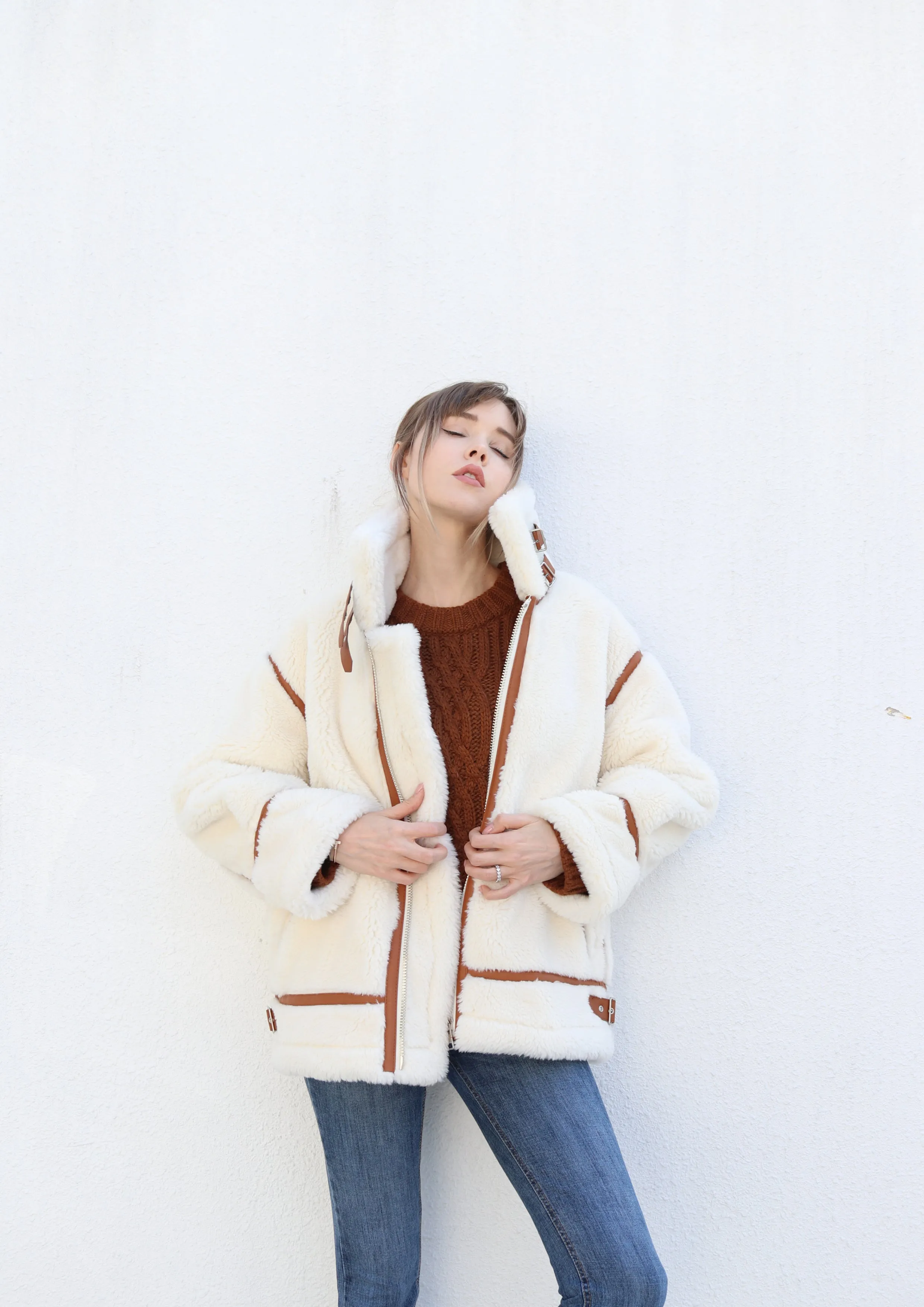 Oversized Faux Fur Biker Jacket