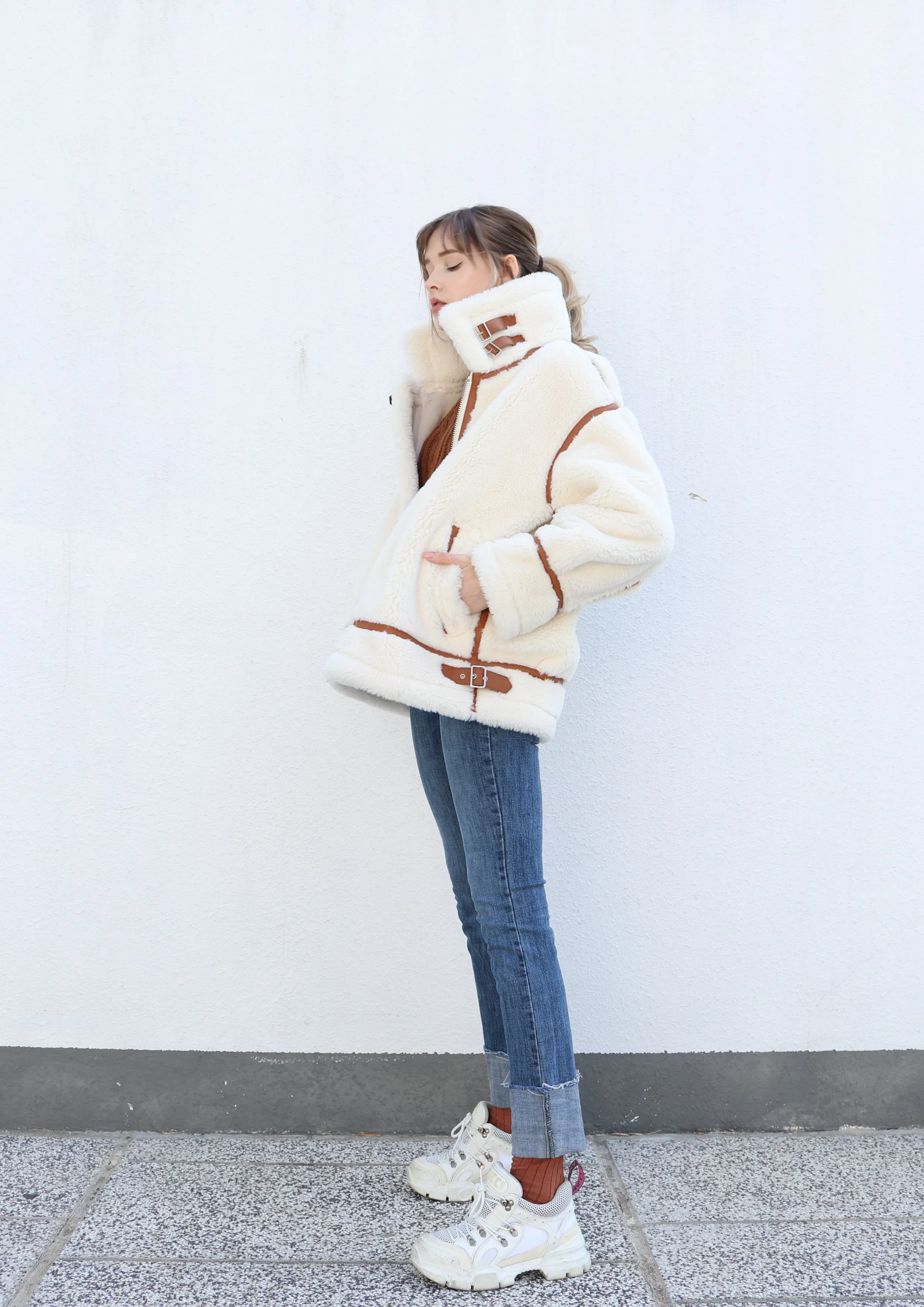 Oversized Faux Fur Biker Jacket