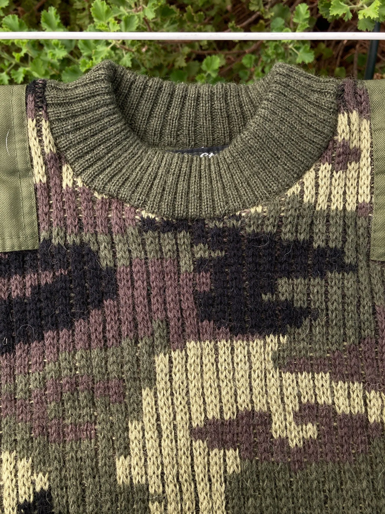 Peter Storm 1998 khaki camo W1 proofed wool rib waterproof army jumper - M
