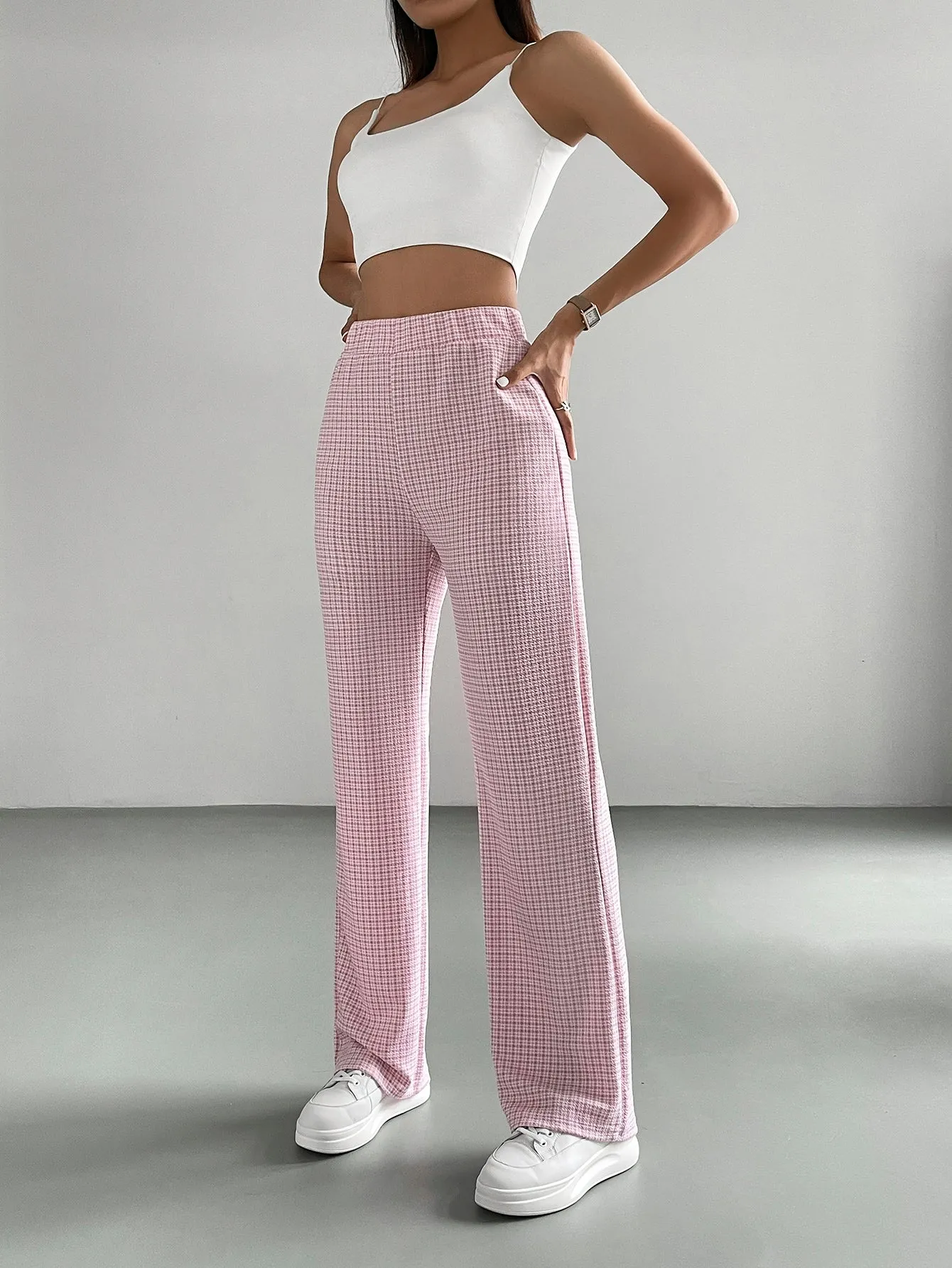 Plaid High Waist Pants SS23