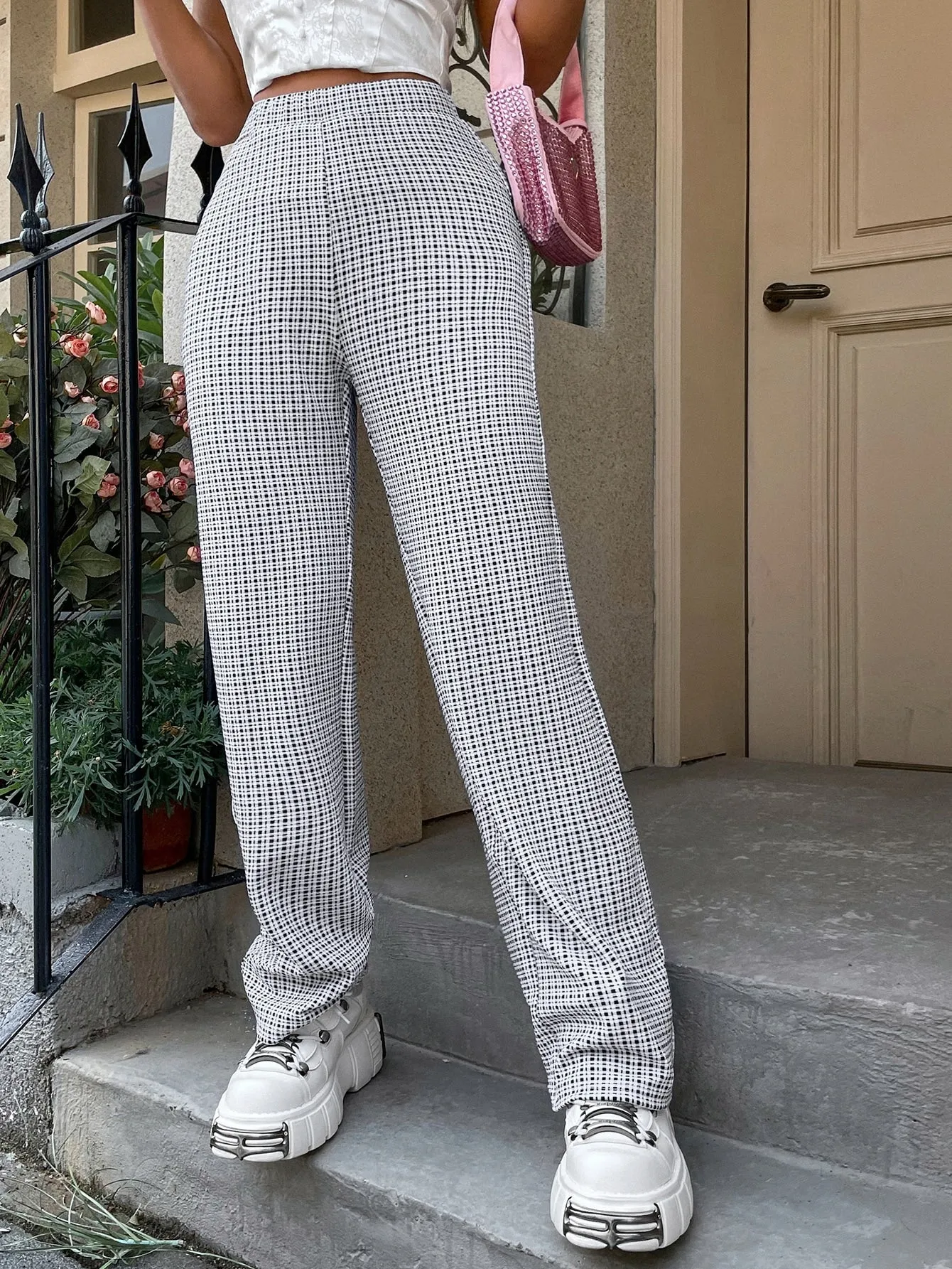 Plaid High Waist Pants SS23