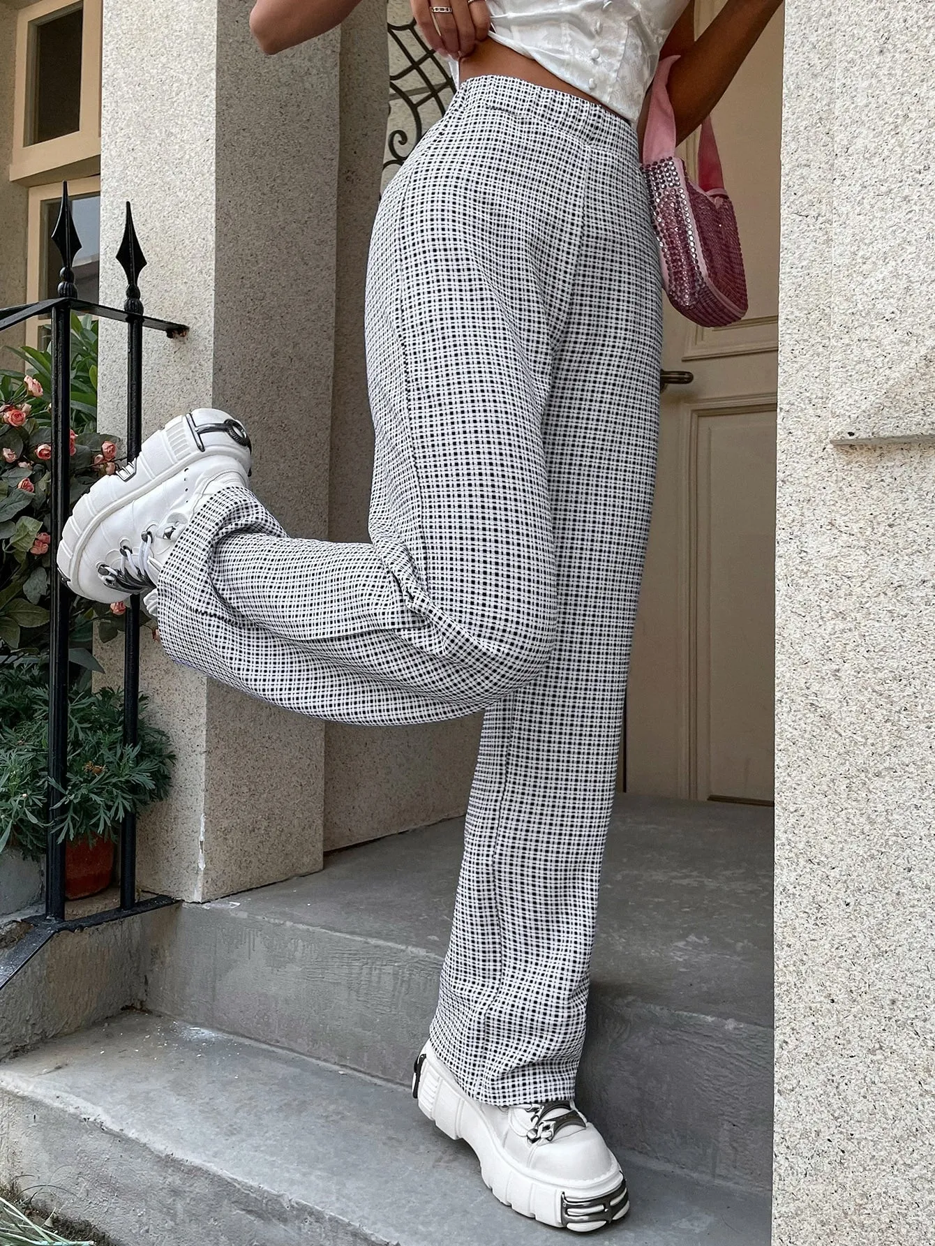 Plaid High Waist Pants SS23