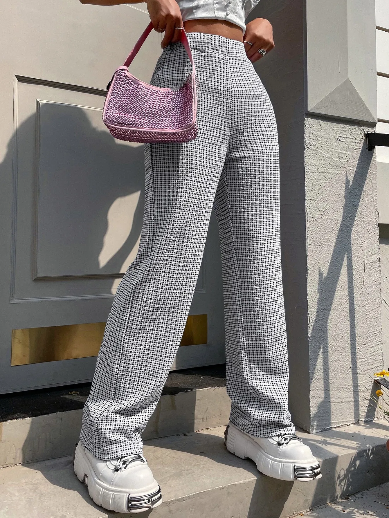 Plaid High Waist Pants SS23
