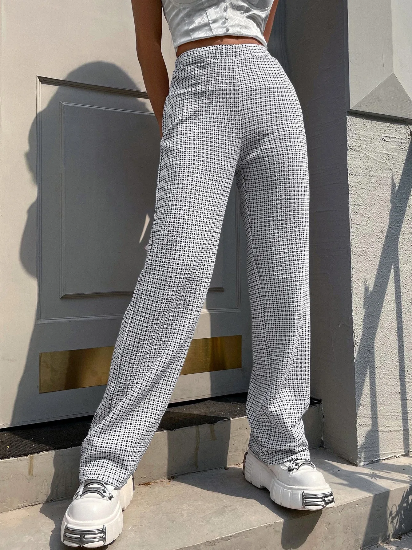 Plaid High Waist Pants SS23