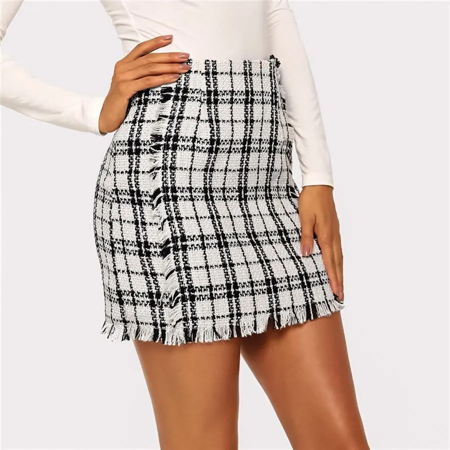 Plaid Tweed Skirt