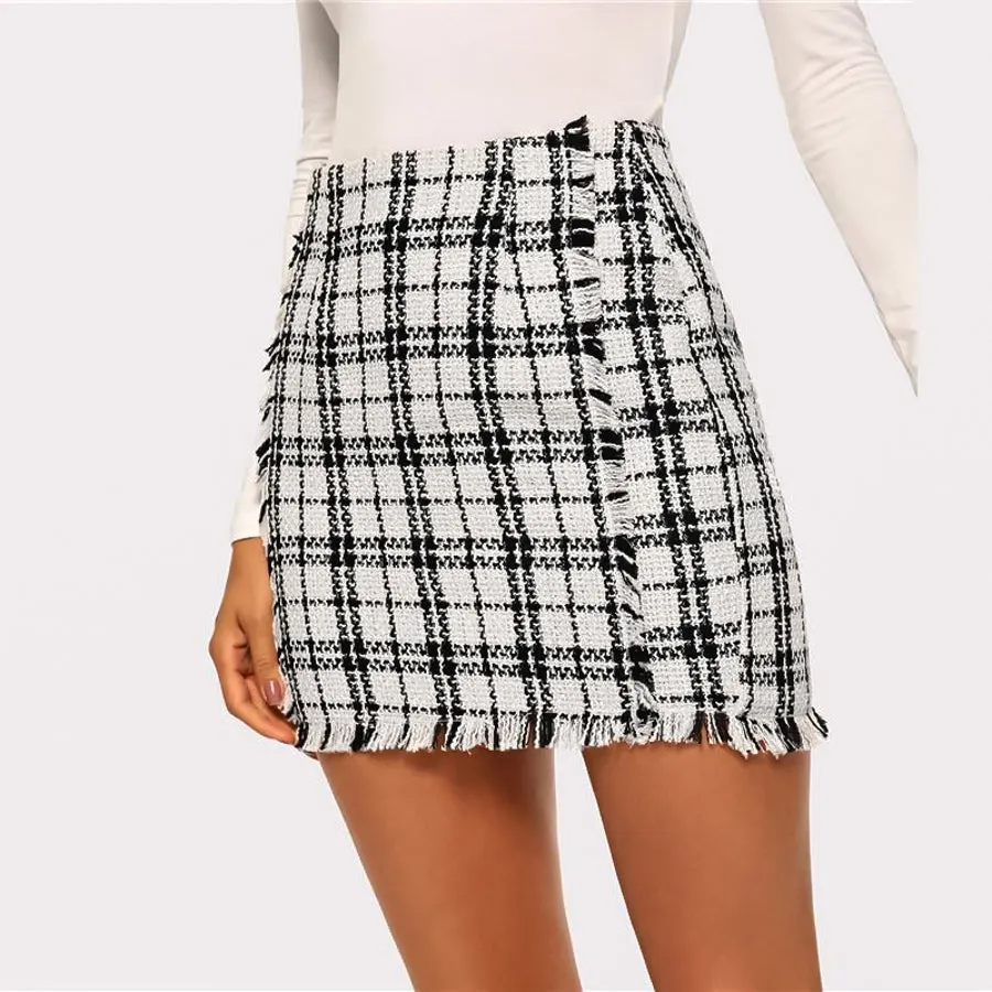 Plaid Tweed Skirt