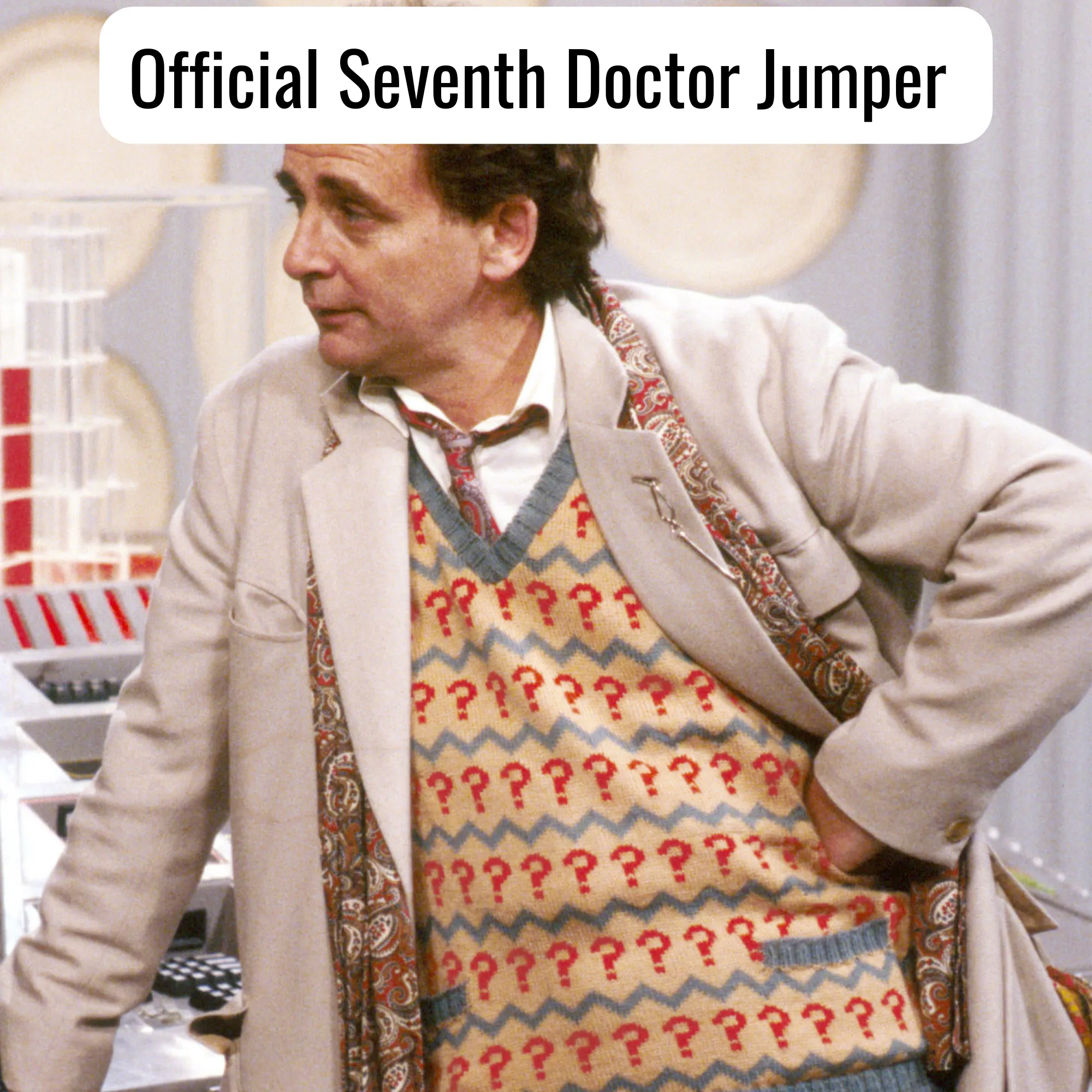 Seventh Doctor Jumper - Doctor Who 7th Doctor (Sylvester McCoy) Question Mark Tank Top Sweater