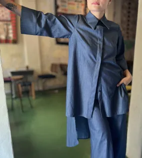 Shirt Tail Top in Denim Chambray