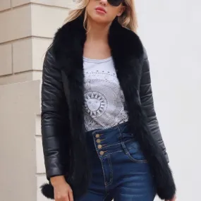 Slim-fit Fox Fur Collar Fur Sheepskin Thin Coat
